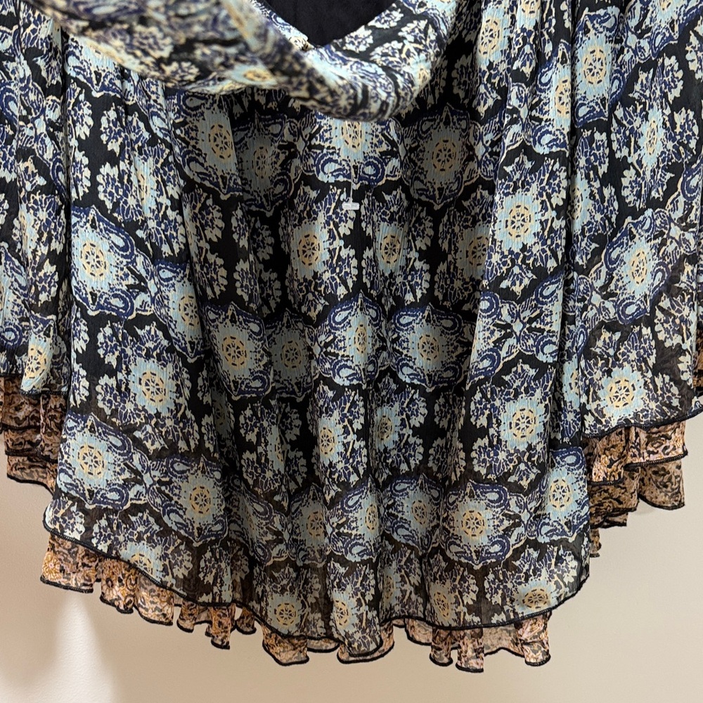 Free People Womens Floral Keyhole Boho Blouse NWOT Open Back Ruffle Fairy XS Top - Picture 8 of 11
